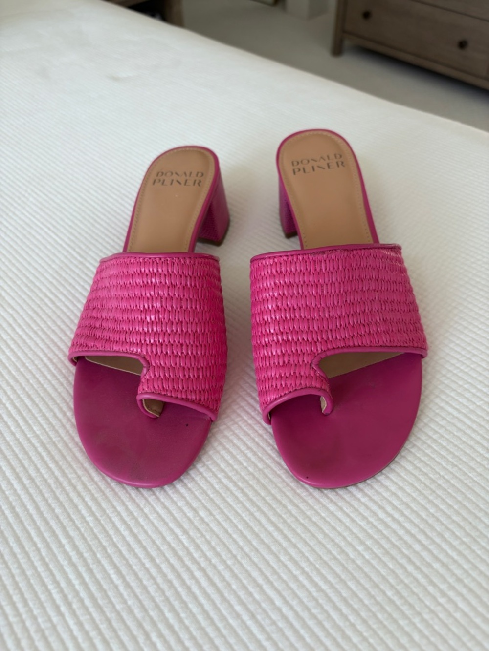 Donald J. Pliner Bright Pink Woven Slide Heels